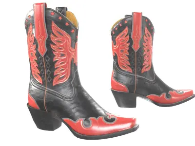 Eagle Star Cowboy Red Boots 3D model