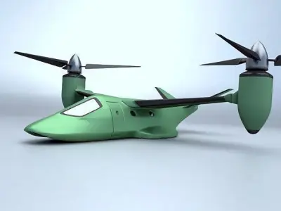 Military rotocraft VTOL concept Low-poly 3D model