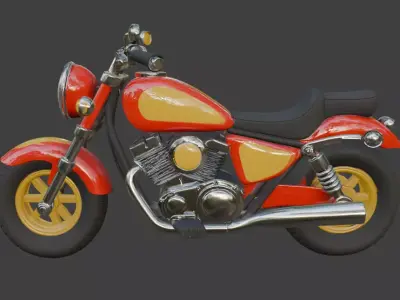Cartoon Red Motorcycle 3D Model 3D model 2