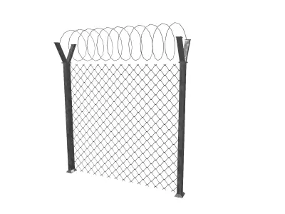 Barbed Wire Fence Low-poly 3D model