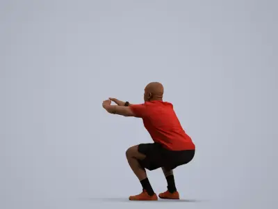 00373Carl007 - Adult Black male crouching during exercise in 3D model