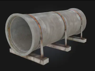 Concrete Pipe Display Sturdy Infrastructure Elements 3D model
