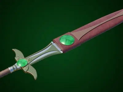  Fantasy Sword 10 PBR Unity UE Arnold V-Ray Textures Included Low-poly 3D model