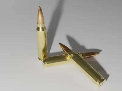 Cartridge ammo 7 62 x 51 mm bullet and shell 3D model