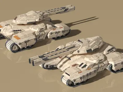 Sci Fi Artillery Battle Tank Sand Color  purchase 3D model