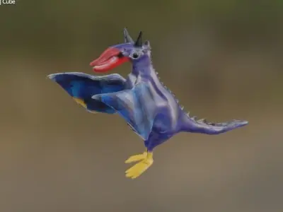 dinosaur toy bird flying in air 3D model