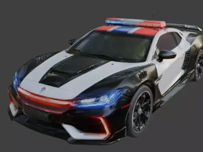Futuristic Sci-Fi Interceptor Police Supercar 3D Model Low-poly 3D model