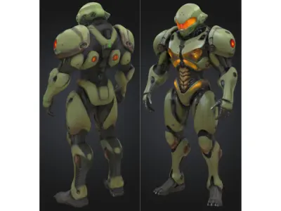 Armored Alien Soldier Low-poly 3D model