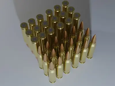 Cartridge ammo 7 62 x 51 mm bullet and shell 3D model