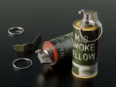 Stun and Smoke Grenade 3D Model Pack - Game Ready PBR Mid Poly Low-poly 3D model
