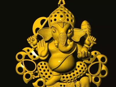 ganesh golden statue of ganesha 3D print model