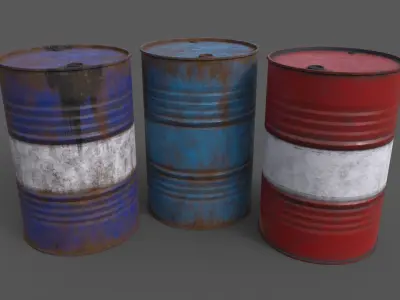 PBR Oil Drum Barrel B Low-poly 3D model