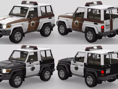 Saudi police toyota land cruiser j71 with engine Low-poly 3D model