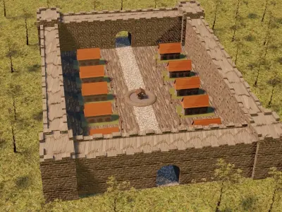 medieval village Low-poly 3D model buy