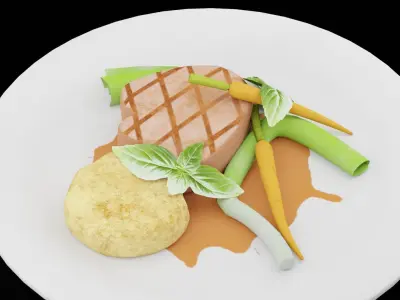 Tenderloin With Vegetables 3D model