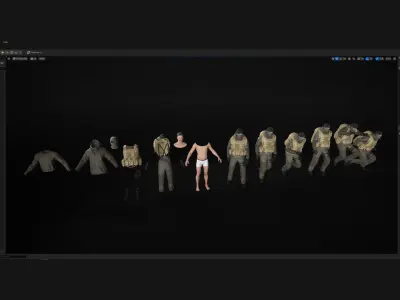 Man - Winter Military Outfit - Modular - Rigged Low-poly 3D model