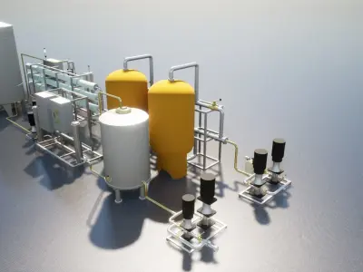 Reverse Osmosis RO System For Mineral Water Plant Low-poly 3D model
