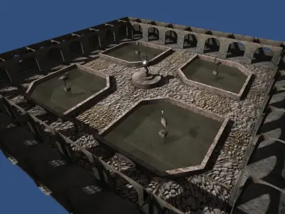 Monastery garden Low-poly 3D model