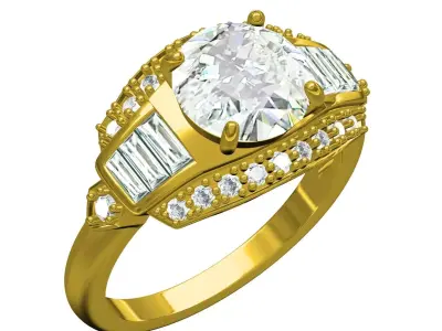 Antique Vintage Style Engagement Ring for Women 3D print model