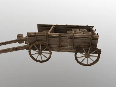  Medieval Cart  Low-poly 3D model