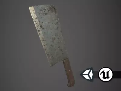 Apocalyptic Meat Cleaver - PBR and Game Ready Low-poly 3D model