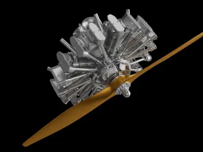 9-cylinder radial engine 3D model