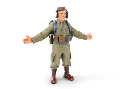 Young Soldier Character Rigged and Animated for Game Development Low-poly 3D model