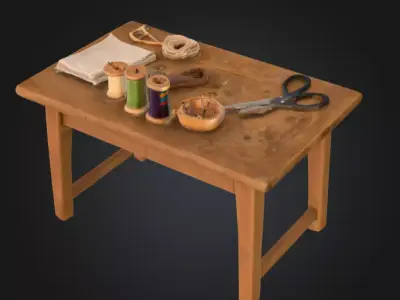 Vintage Sewing Table Low-poly 3D model