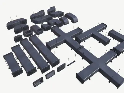 Modular ventilation Low-poly 3D model