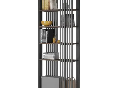 Open Metal Etagere Bookcase Industrial 3D model
