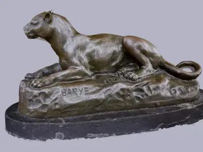 bronze panther statue  Free 3D model