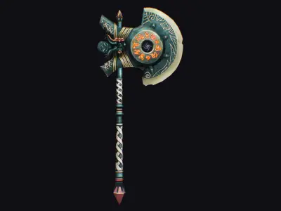 Axe Twohanded Mace Weapon Cutting Fantasy Melee Hatchet Low-poly 3D model