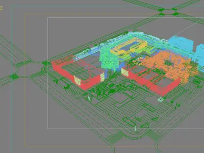 Architecture shopping mall in middle of city 3D model purchase