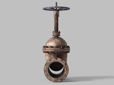 Industrial gate valve Low-poly 3D model