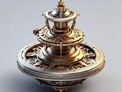 Steampunk Gyro Compass 3D Model Low-poly 3D model