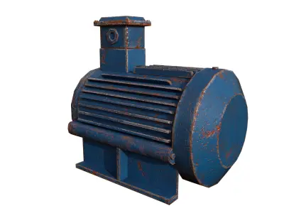 Asynchronous motor PBR texture Low-poly 3D model