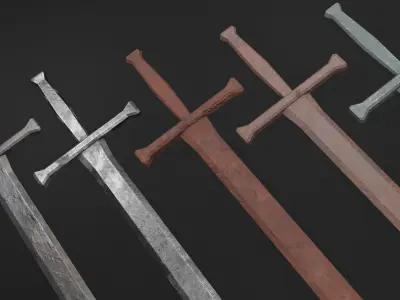 Ruined and Rusty Swords Free low-poly 3D model