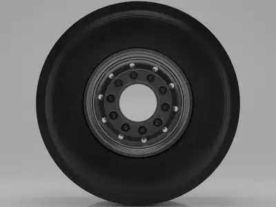 Truck Tire and Rim Low-poly 3D model