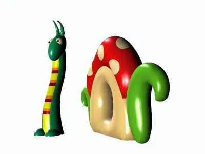 Worm cartoon style 3D model