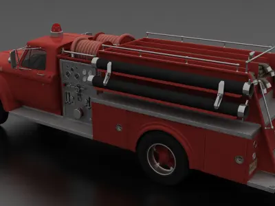 F-Series F-700 Fire Truck Unmarked Low-poly 3D model