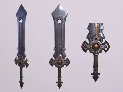 Bronze sword 3D low poly model Low-poly 3D model