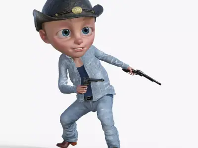 Cartoon Cowboy Rigged 3D model