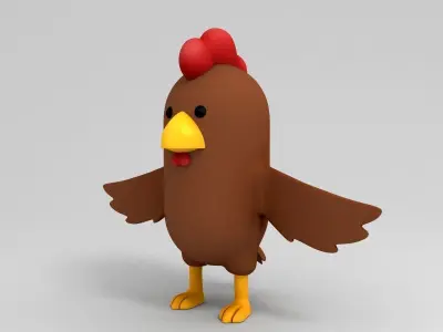 Rigged Brown Chicken Character 3D model