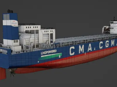 LNG dual-fuel CMA CGM container ship 3d model Low-poly 3D model