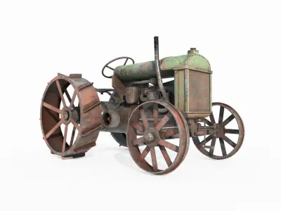 Old style agricultural tractor 3D model