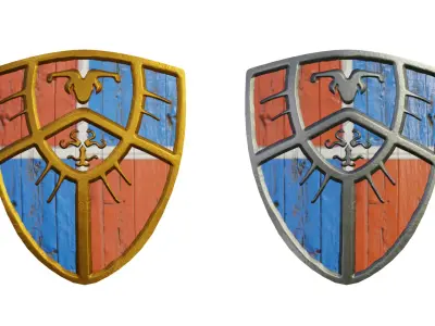 medieval shield Low-poly 3D model 4