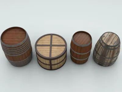 Barrel Collection set of wooden barrels 3D model