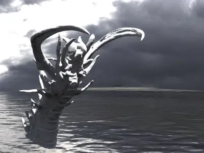 Centipede monster in sea 3D model