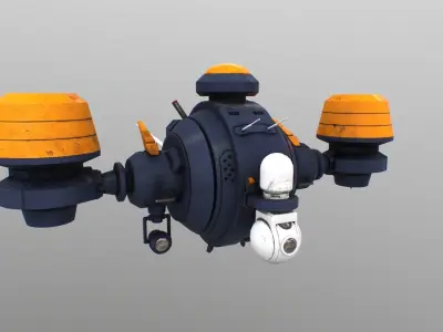 Drone orange and robot Low-poly 3D model