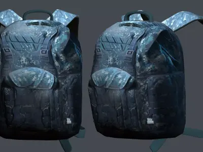 Backpack military combat Black baggage Low-poly Low-poly 3D model shop